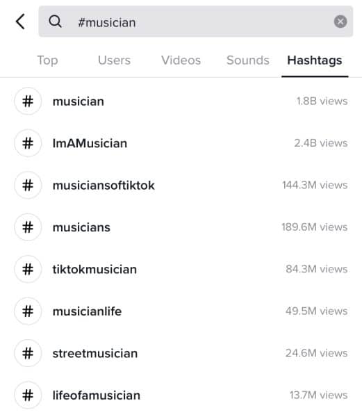 TikTok hashtags