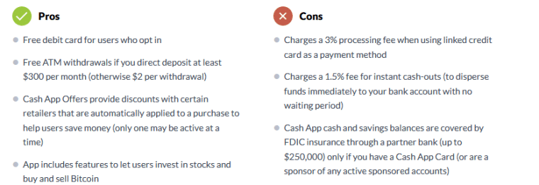 cash app pros and cons