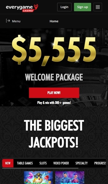 The Everygame Casino Homepage