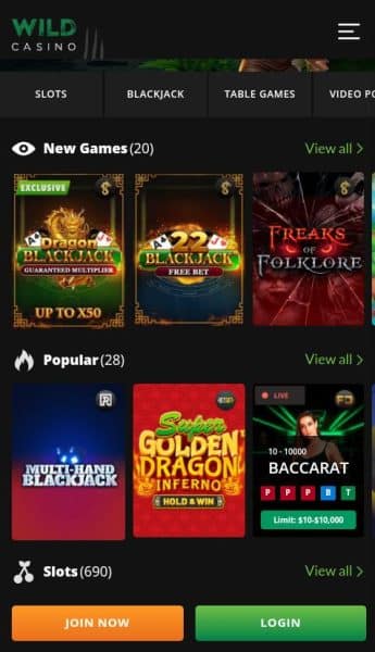 Start playing at Wild Casino