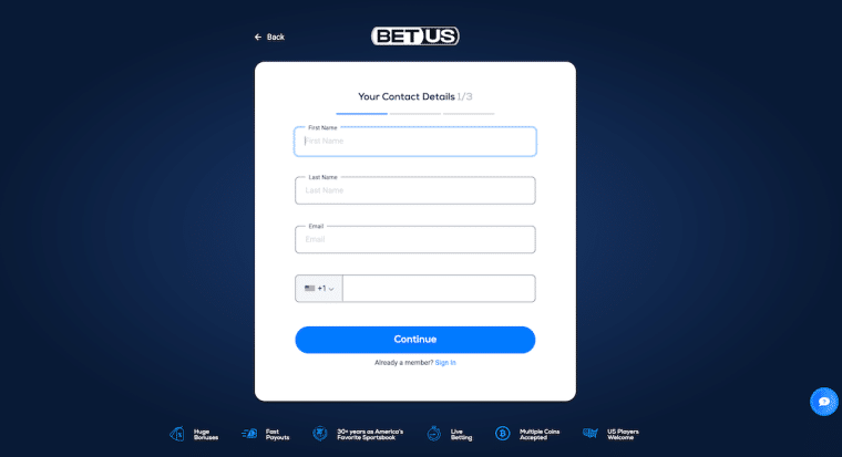 betus sign up