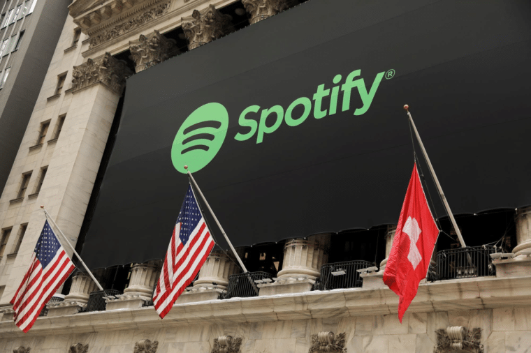 Spotify banner on Wall Street