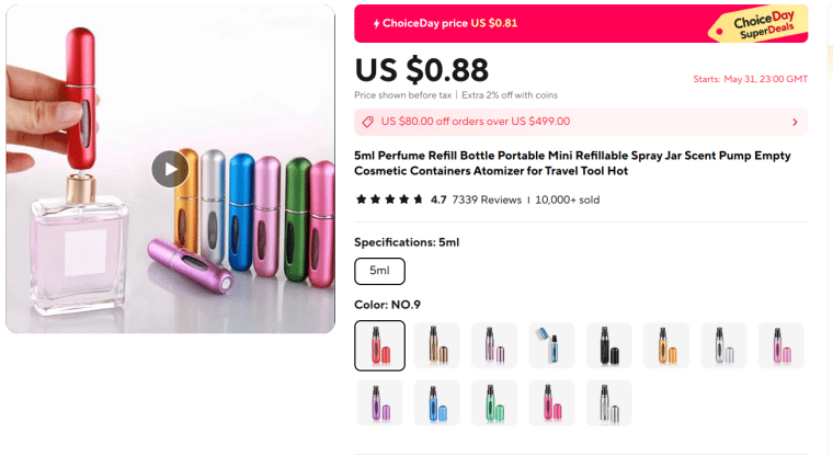 AliExpress listing