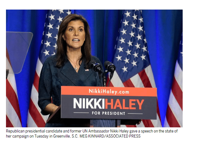 Nikki Haley at a podium