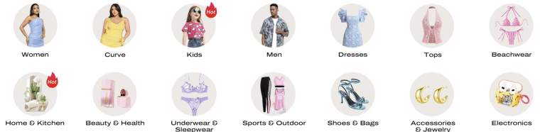 SHEIN categories