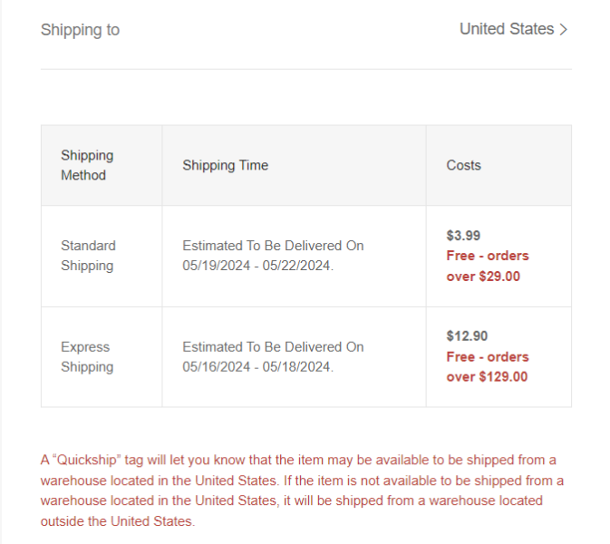 shein shipping times