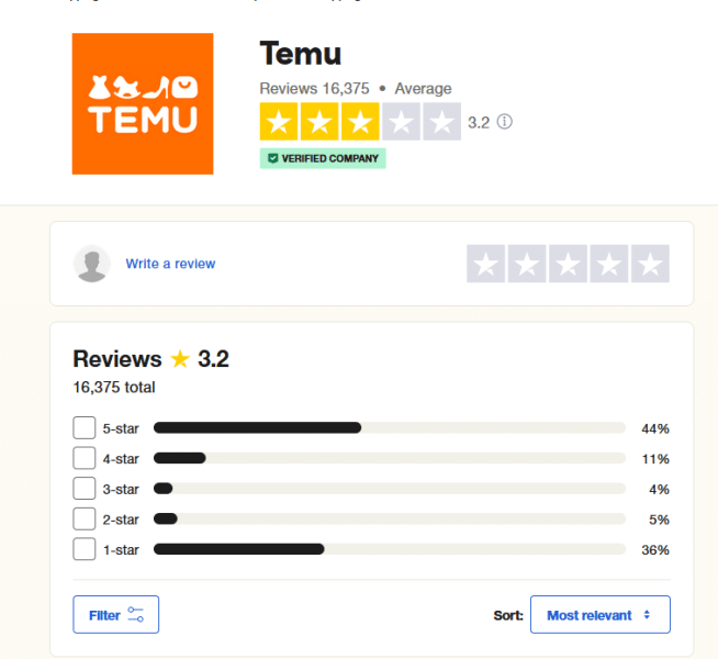 Temu reviews