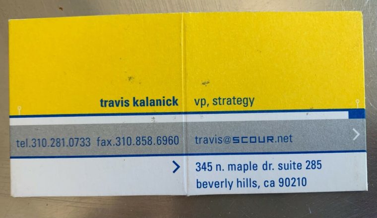 travis kalanick early business card