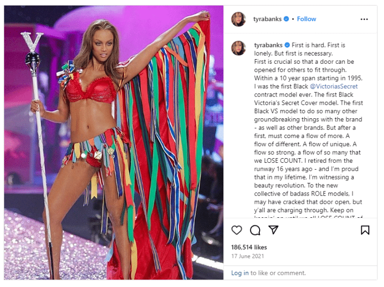 Tyra Banks modeling instagram post