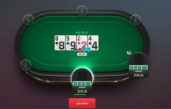 A screenshot of an Omaha Poker Table at BetOnline