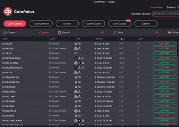 Choose which Coin Poker table you want to join