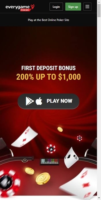 The first deposit bonus when creating an Everygame Poker App account