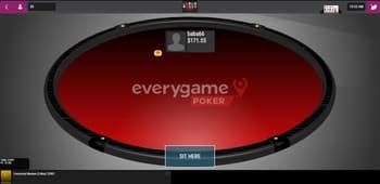 A screenshot of an Everygame poker table