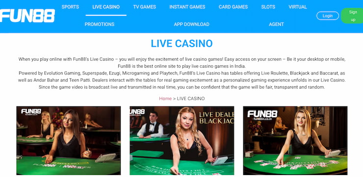 Live Casino at Fun88