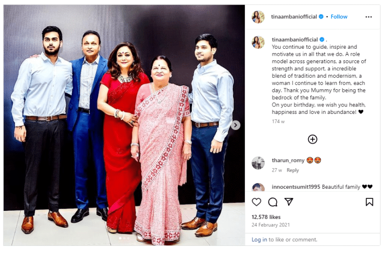 Anil Ambani instagram post