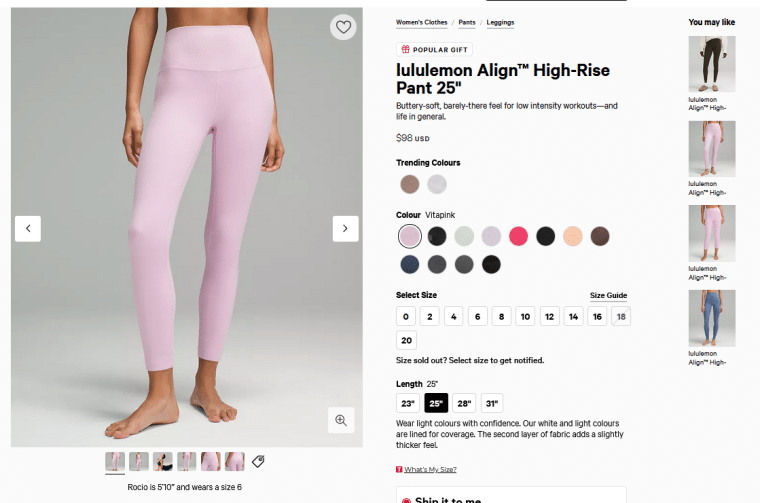 lululemon product pricing