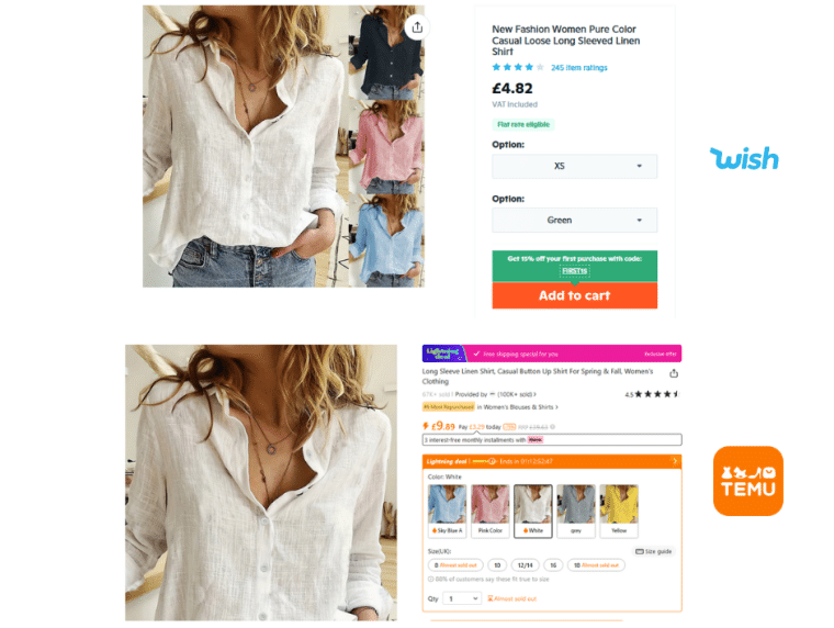 temu vs wish linen shirt