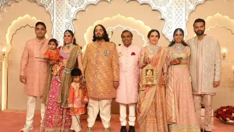 Anant Ambani and the Ambanis at a wedding