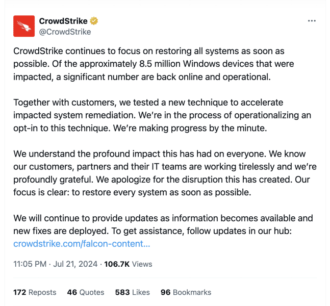 CrowdStrike Statement