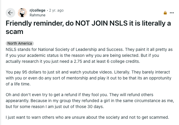 NSLS Reddit do not join