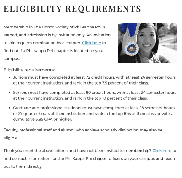 Phi Kappa Elibility Requirements Screenshot