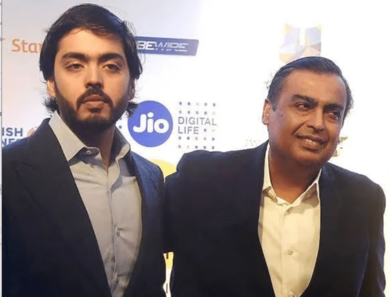 young Anant Ambani with Mukesh Ambani