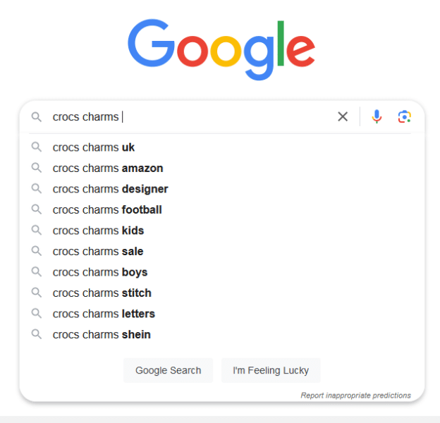 googling crocs