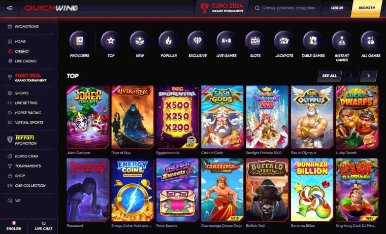 quickwin casino home page