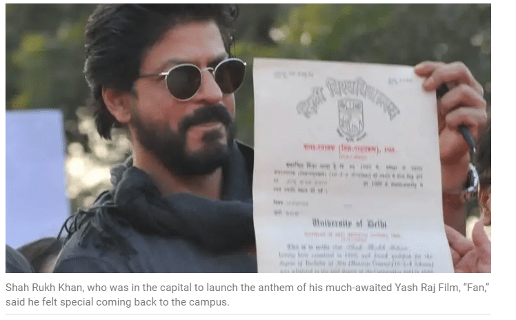 shah rukh khan degree