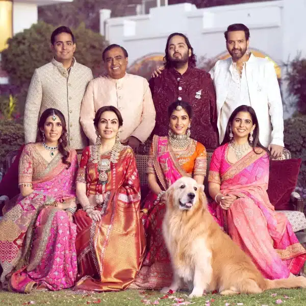 Anant Ambani and his family with a dog