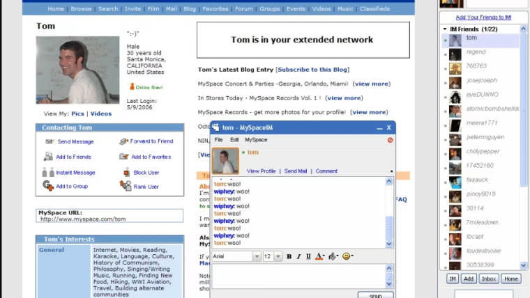 tom anderson orignal myspace