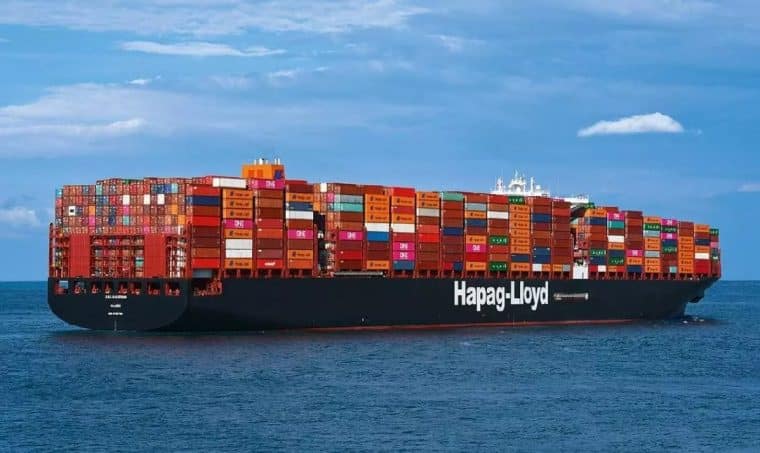 Hapag-Lloyd container ship performing logistics services