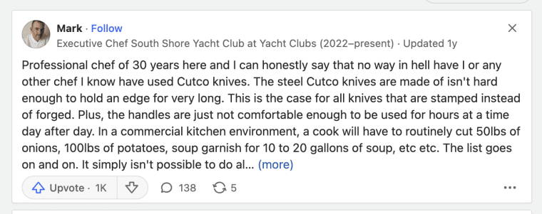 chef review cutco knives