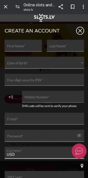 slots.lv mobile register