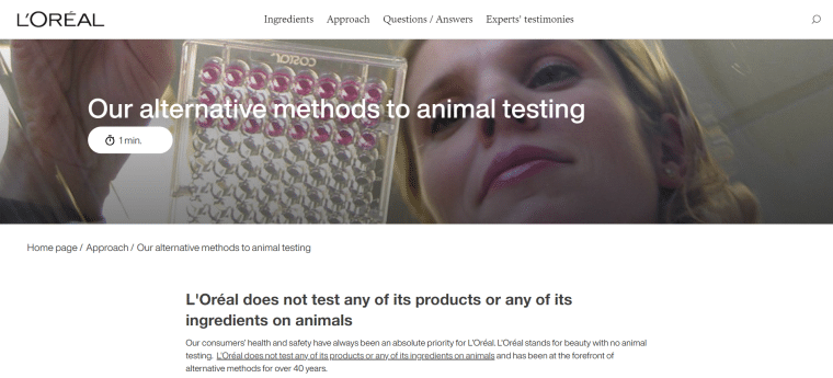 loreal animal testing