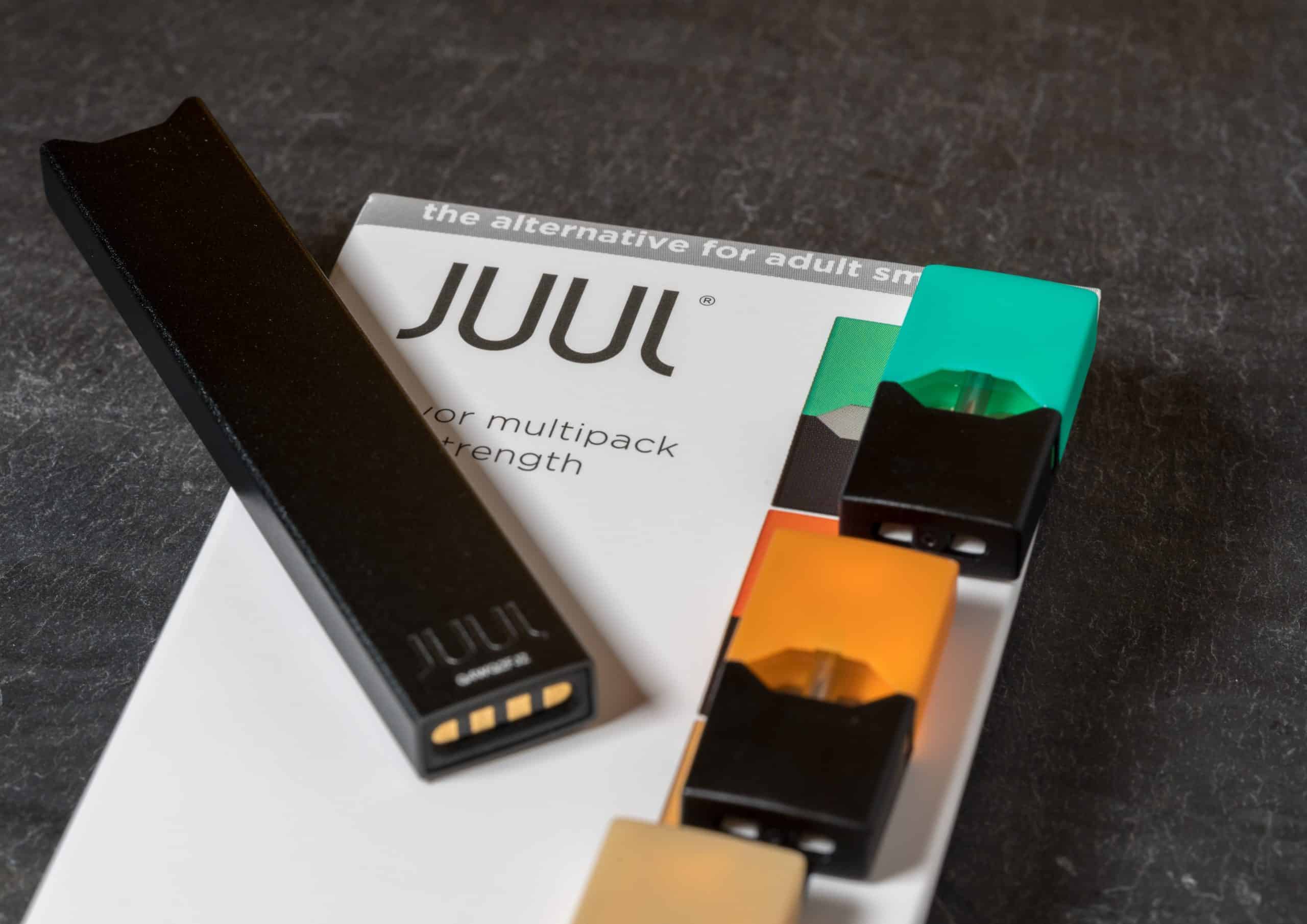 <b>Juul</b> device and <b>pods</b>.