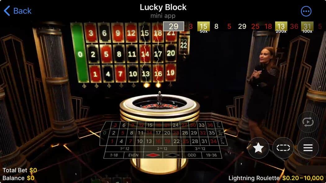 Lightning Roulette played in a Telegram chat