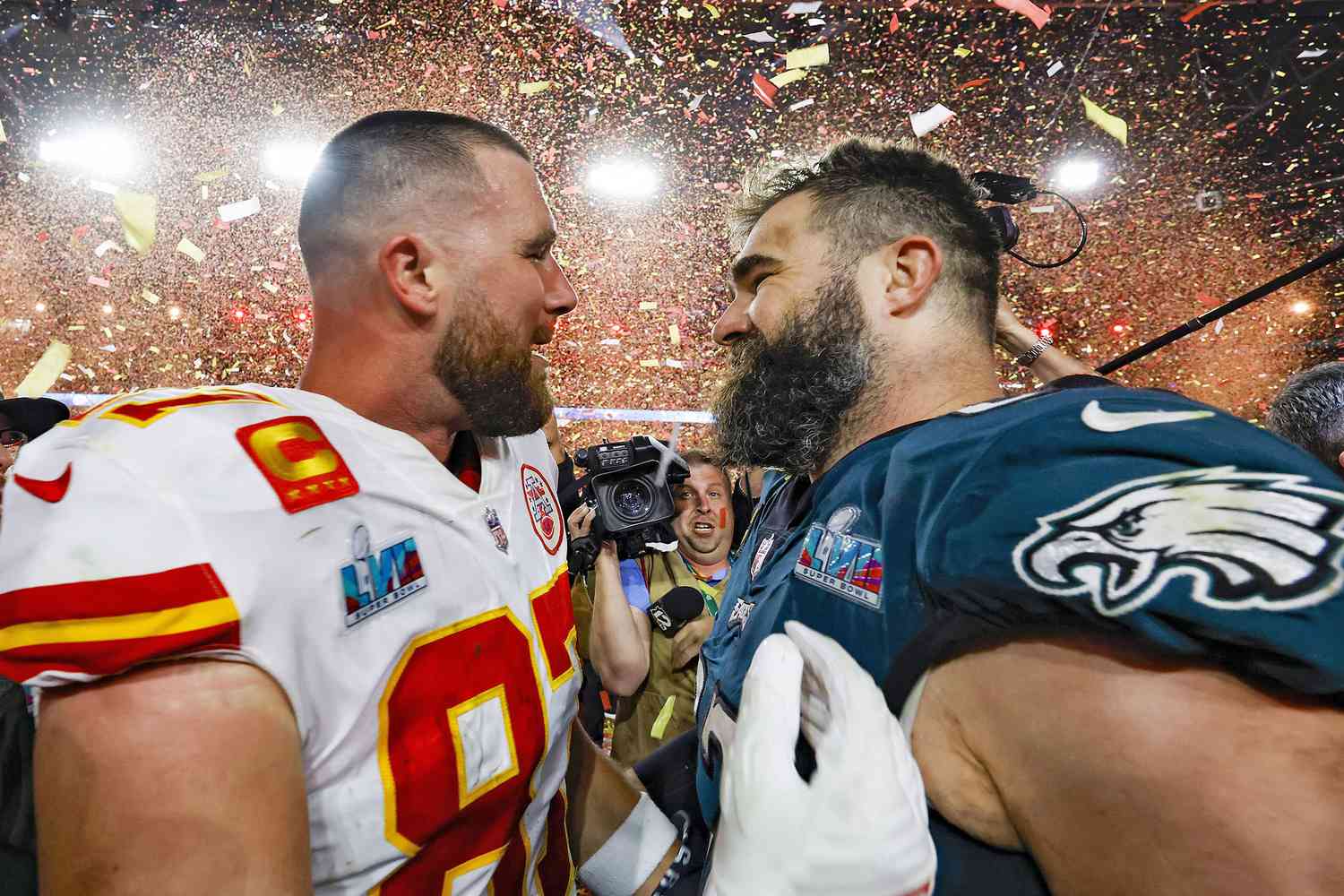 Travis and Jason Kelce after a game