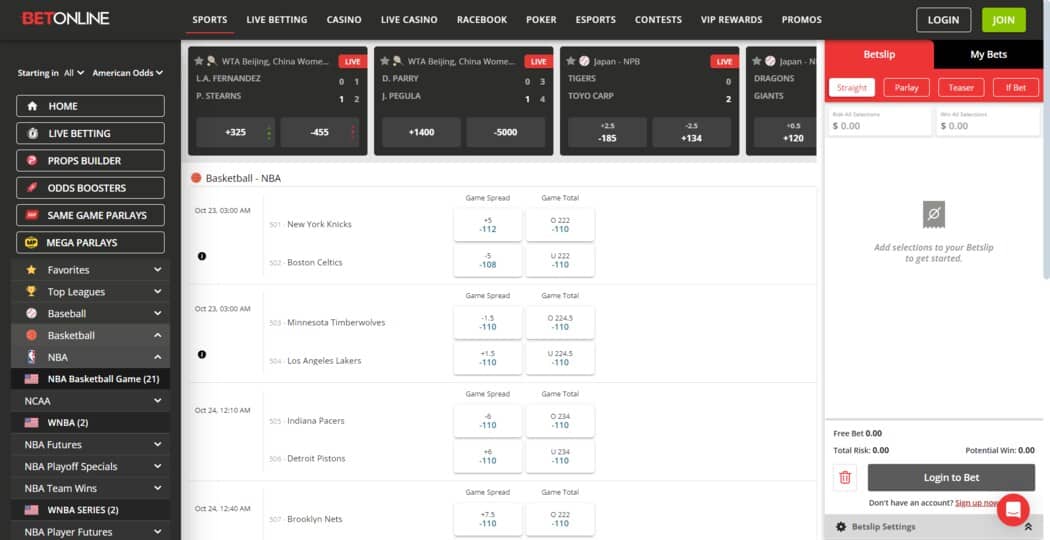 Basketball betting at BetOnline