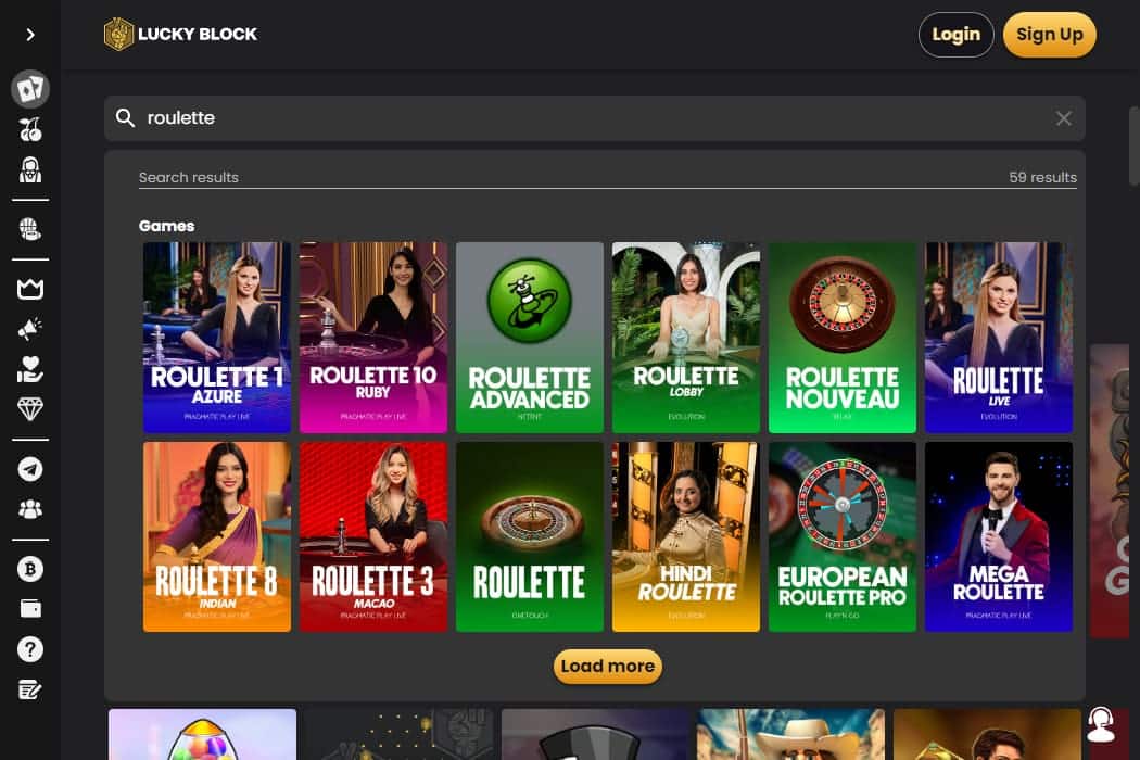 Bitcoin Roulette options at Lucky Block