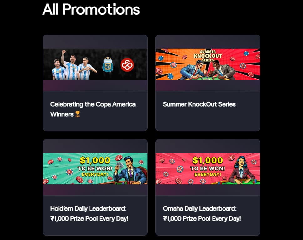 Promotions page at CoinPoker