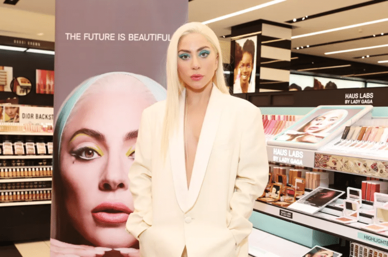 Lady Gaga at a makeup store