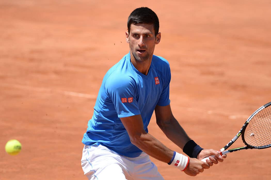 Djokovic playing on a clay court