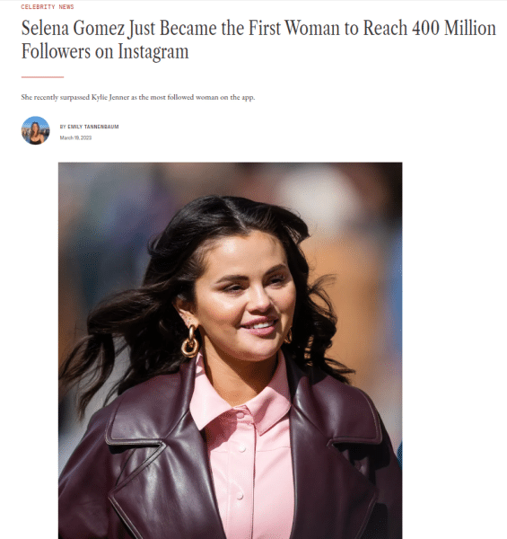 Selena Gomez headline about net worth