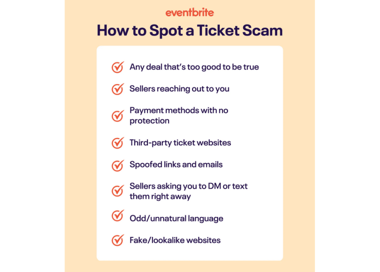 checklist to spot a ticket scam