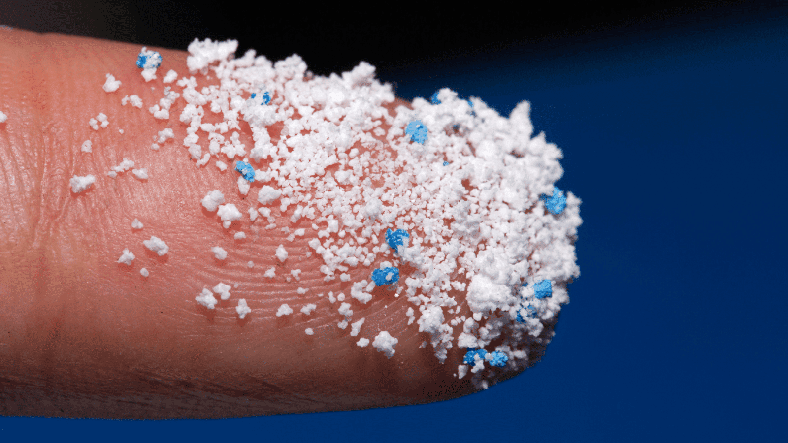 Microplastics on a finger