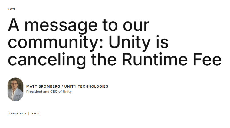 unity cancels fees