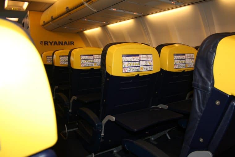 Interior of a Ryanair plane