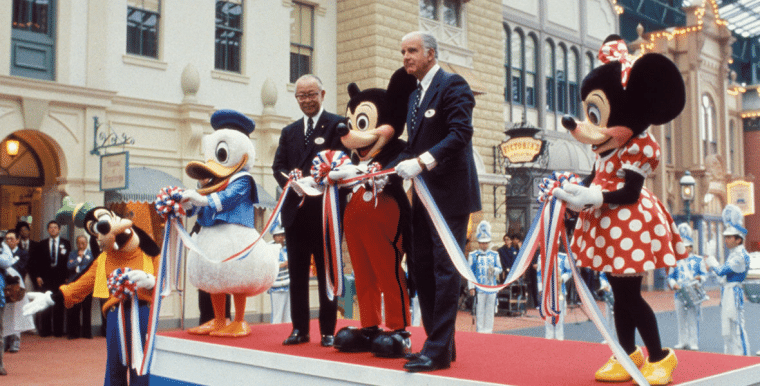 Donald Duck and Mickey Mouse at Tokyo Disneyland opening