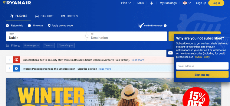 Ryanair website